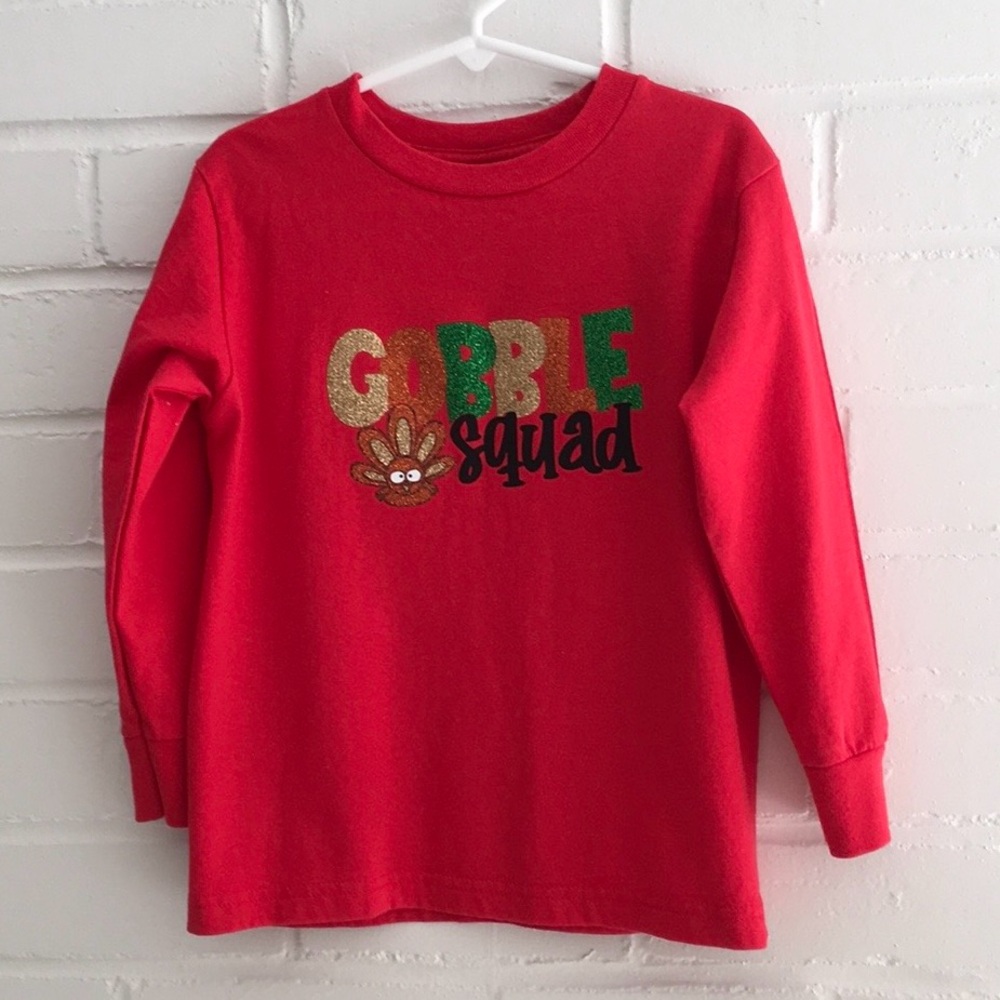 Girls Rabbit Skins Red Long Sleeve Shirt Turkey Thanksgiving Day Size 5/6
